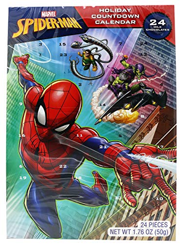 Marvel Spiderman 2018 Milk Chocolate Christmas Advent Countdown Calendar, 1.76 oz