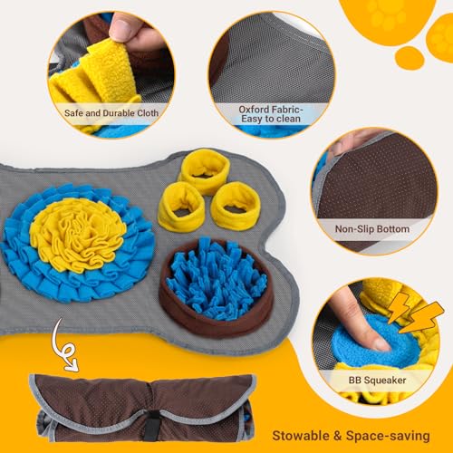 Barpor 38x58cm Schnüffelmatte für Hunde: Intelligenzspielzeug Haustier - Schleckmatte Hund - Das Interaktives Hundespielzeug ist rutschfest Robust und Waschbar