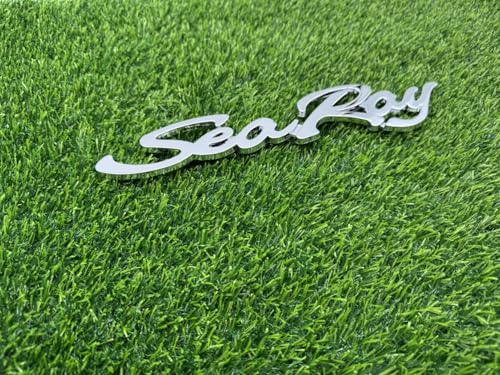 Image of 1pc Sea Ray Searay Badge Script Boat Letters Badge 3D Emblem Nameplate Sticker (Silver)
