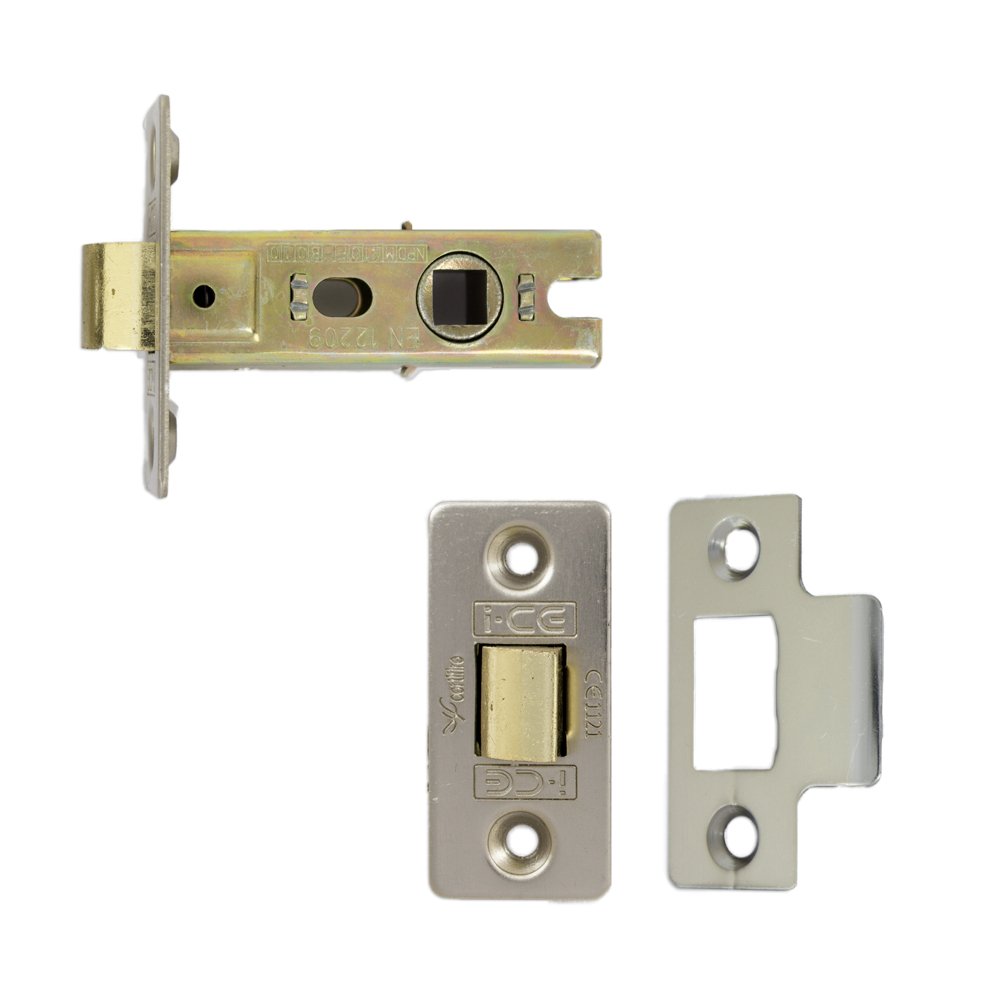 Satin Nickel Fire Door Tubular Latch 63 mm Bolt-ThroughCe Rated from B&Q