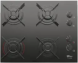 FISCHER COOKTOP À GÁS 4 BOCAS FIT LINE MESA VIDRO PRETO BIVOLT - 26342-57175