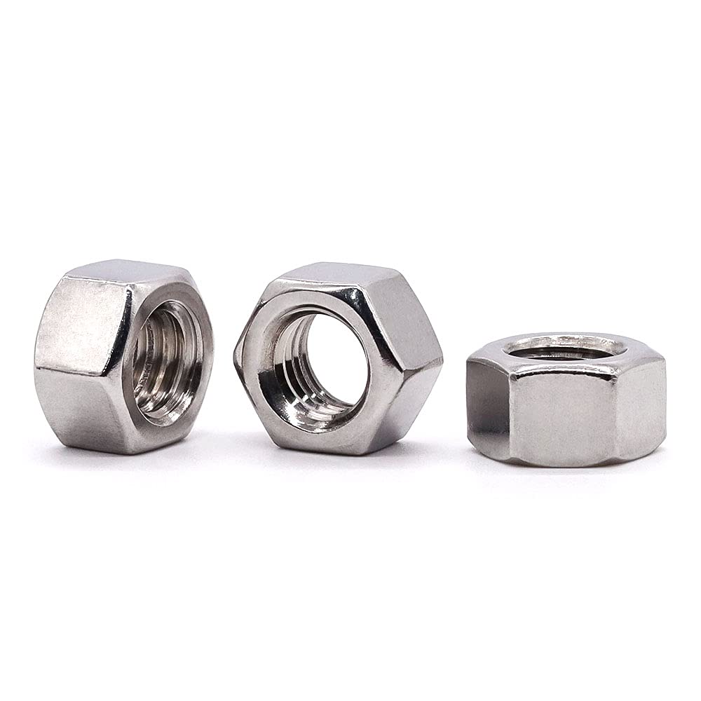 Glvaner #10-32 Thread Size Stainless Steel Hex Nuts Hexagon Nuts Plain Finish Full Thread 100 Pack