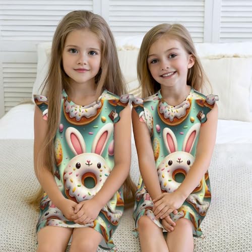 Augenstern Flutter Sleeve Nightgown Easter-Rabbit-Ears-Donuts Soft Sleepwear Nightdress4