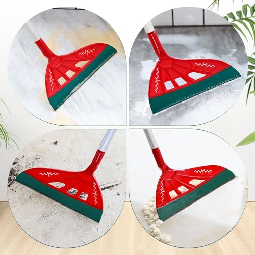 Image of Air Broom, Household Magic Silicone Broom Sweeper, Adjustable Air Broom with Extra-Long Stainless Steel Handle, Multifunction Fixed Squeegee for Floor, Glass, and Tile (Red)