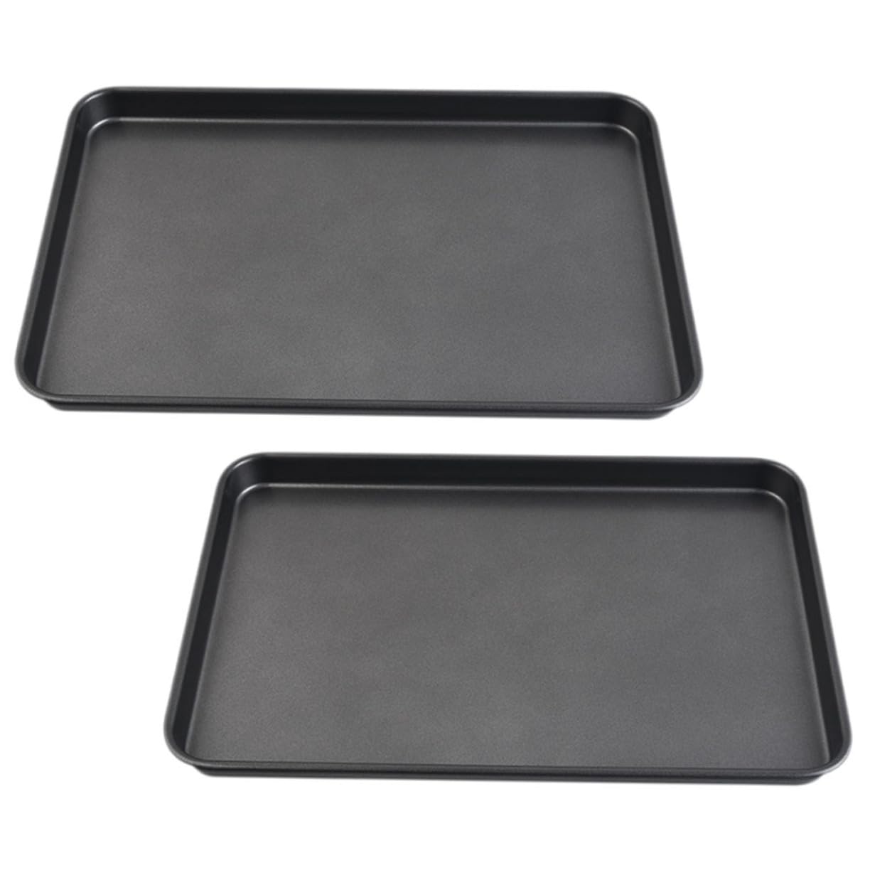 Zerodeko Plaques de Cuisson Antiadhésives Faciles à Nettoyer Rectangulaires, Lot de 2, en Acier au Carbone Noir, pour Pain et Gâteaux, la Cuisine Maison