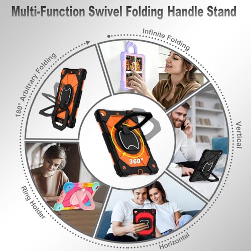 Image of Auizotl Case for iPad 9th /8th /7th Generation 10.2 Inch iPad Case 9th Generation with Screen Protector /Rotate Stand /Pen Holder, Shockproof Cover i Pad 9th /8th /7th Gen Cases,Black Orange