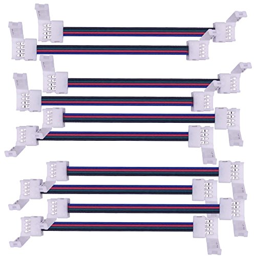 Kabenjee 5050 RGB LED Strip Light 4pin 10mm Width LED Tape Connector,RGB LED Light Strips Solderless Clip on Corner Connector,4 pin LED Strip to Strip Jumper for LED Decoration(10 pcs/pack)