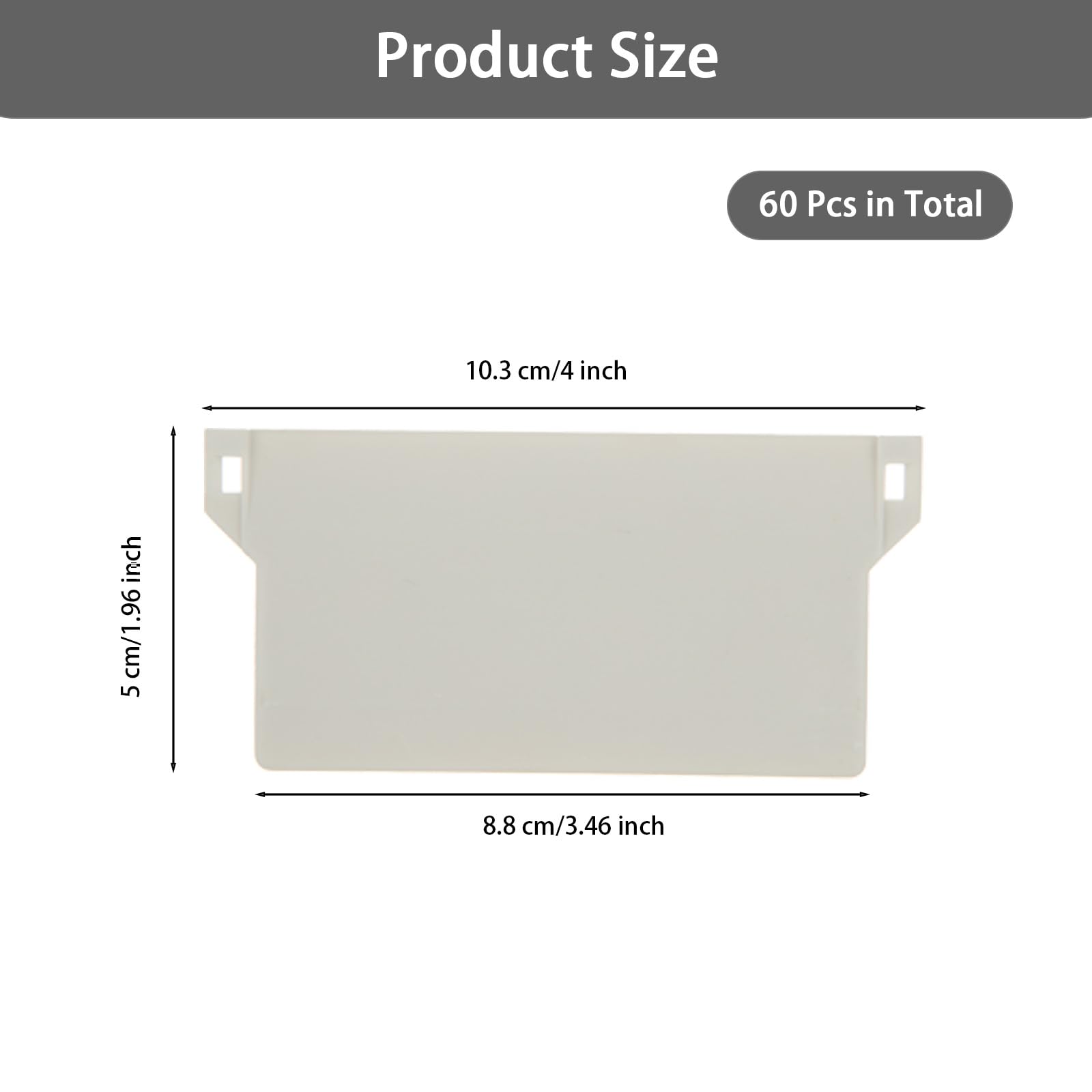 Lot de 60 lattes de stores verticaux de 10,2 x 8,9 x 5 cm pour fenêtre, stores verticaux blancs avec fond en plastique pour chaîne de fenêtre