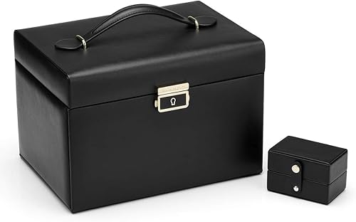 Miniatura 5 de vlando joyero organizador clásico de piel sintética con espejo y con llave Rojo L