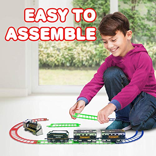 Artcreativity Train Set For Kids, Battery-Operated Toy Train With 4 Cars And Tracks, Durable Plastic, Cute Christmas Holiday Train For Under The Tree, Great Gift Idea For Boys And Girls #TOP3