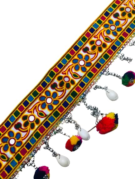 TOF Navratri Fashion Oxidised Jewellery Pom Pom Work Kamarpatta/Kamar Chain/Kamarband For Women And| Grls (TOF Thin Embroidery Belt with Pom Pom) (B0DCK7HT1H) Amazon Price History, Amazon Price Tracker