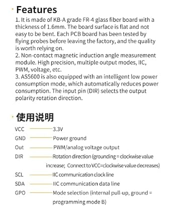 Teyleten Robot AS5600 Magnetic Encoder Sensor Mdoule 12bit high Precision Magnetic Induction Angle Measurement Sensor Module 3.3V (5PCS)