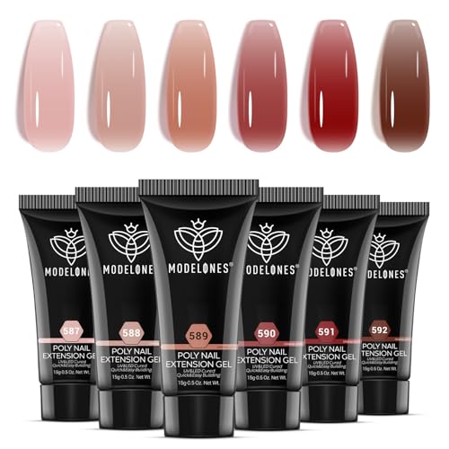 Image of modelones Poly Nail Gel Set 6 Colors Jelly Brown Skin Tones Neutral