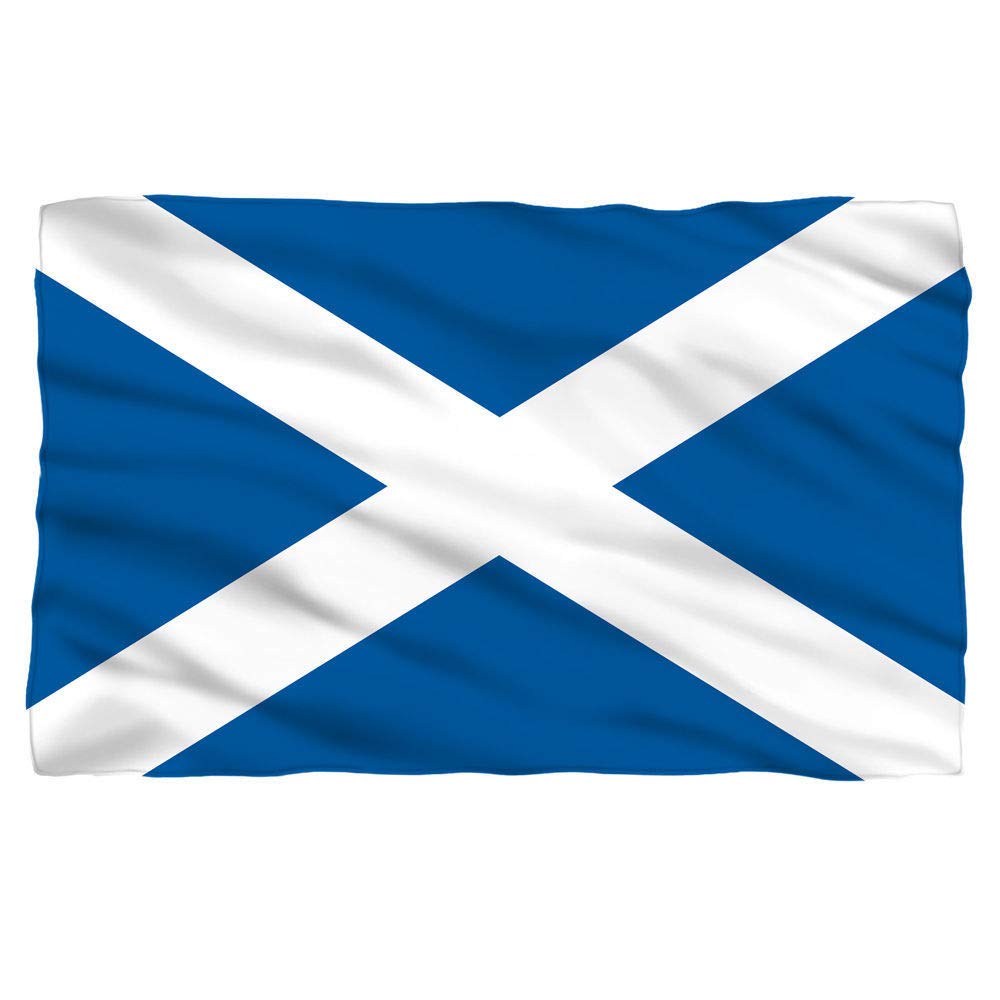 Scottish St. Andrew's Cross Fleece Blanket 5 ft x 4.2 ft. Throw Cover Banner o Scotland Saltire Saint Andrews Cross Flag
