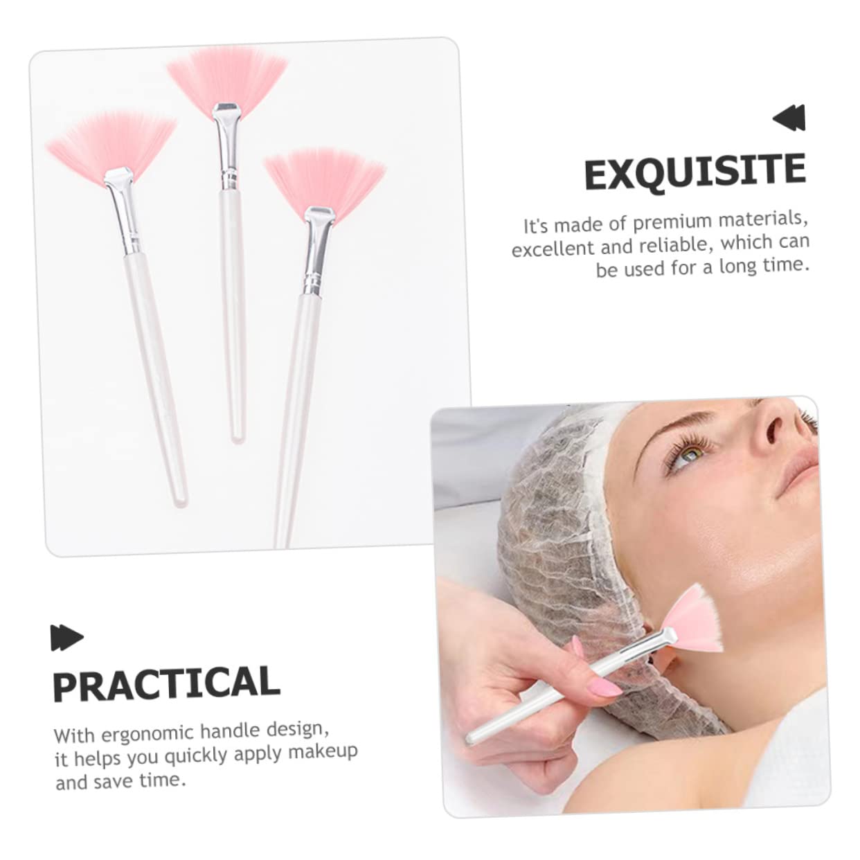 Ipetboom 6pcs Soft Bristle Facial Brush Set for Makeup Esthetician Makeup Applicator Kit Long Handle Fan for Women