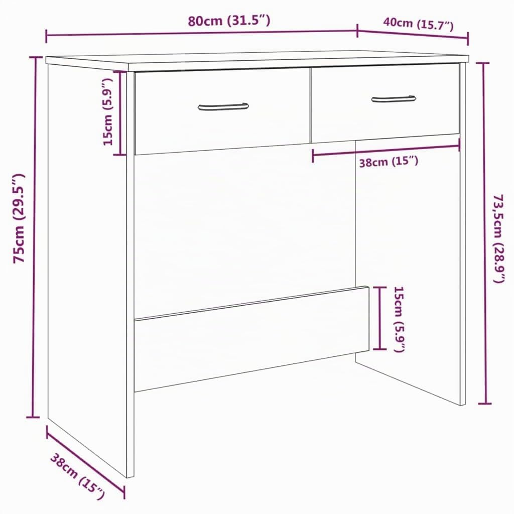 vidaXL Escritorio de Madera contrachapada Gris Sonoma 80x40x75 cm