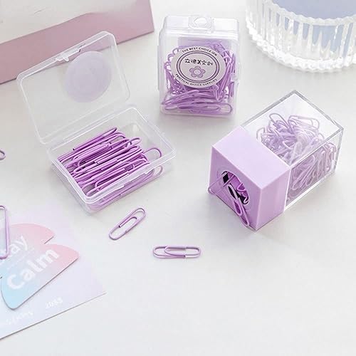 Miniatura 5 de Dispensador de clips de papel acrílico transparente con parte superior magnética para escritorio, lindo clip de oficina, clip para el pelo (verde)