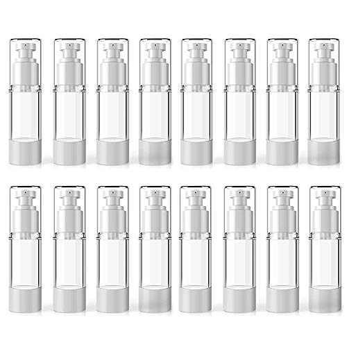 Cratone Pumpflasche Leer transparent Flasche 30ml Kosmetik Pumpflasche Kunststoff Airless Pumpspender Cremespender Lotionspender, 16 Stück Cover