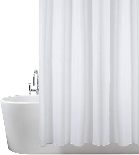 ANSIO Shower Curtain Mould and Mildew Resistant Solid White, 180 x 180 cm (71 x 71 Inch) | 100% Polyester