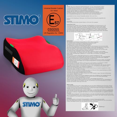 2er Set Kindersitzerhöhung ergonomisch Kinder 135-150 cm Sitzerhöhung Auto Sitz ECE R129 Bezug waschbar (Rot)