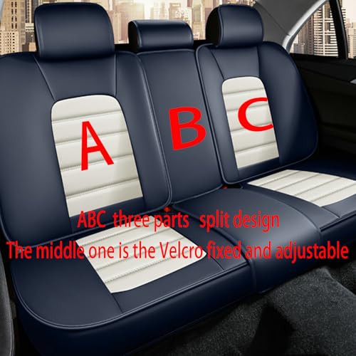 Image of Fit for Sedan SUV Pick-up Truck,Automotive,Ice Slik Nappa Leather Car Seat Covers,Waterproof Durability Washable Seat Covers,5 Seat Complete Set Standard Full Coverage Car Seat Cover(Blue & White)