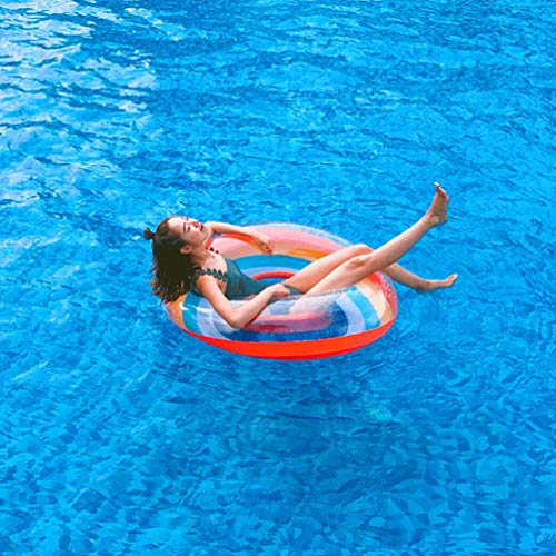 Anel inflável de segurança para adultos com padrão de arco-íris de plástico espesso 1 peça da Bespor