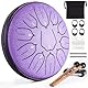 Zungentrommel, 6 Zoll 11 Noten D-Dur Steel Tongue Drum mit Musikbuch, Trommelschlägeln, Steel Pan Töne Schlaginstrument Schlagzeug Anfänger für Meditation Yoga (Lavendel, 6 Zoll, 11 Töne)