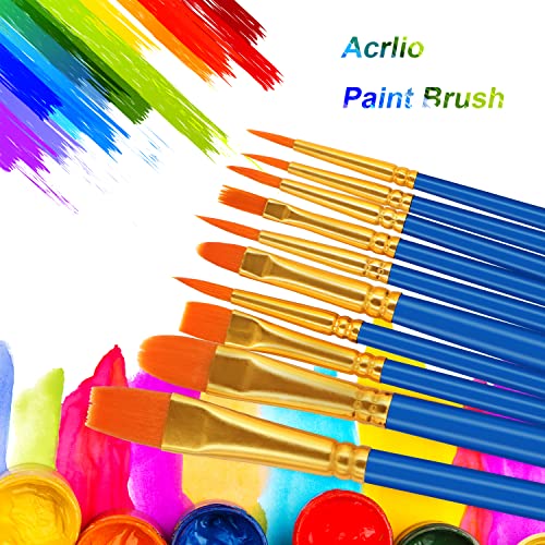 Joinrey Paint Brushes Set,50 Pcs Round Pointed Tip Paintbrushes Nylon Hair Artist Acrylic Paint Brushes For Acrylic Oil Watercolor, Face Nail Art, Miniature Detailing And Rock Painting (Deep Blue) #TOP3
