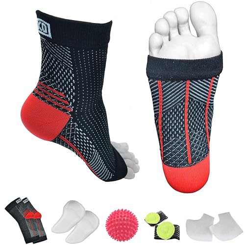 Atlecko 12-Piece Plantar Fasciitis Socks Kit, 2 PAIRS & Accessories - Compression Foot Sleeves, Arthritis Pain Relief, Ankle Support Brace Men & Women