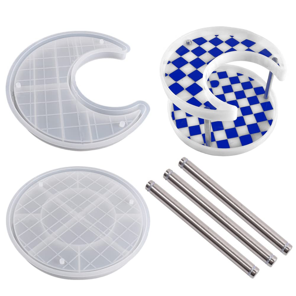 URFEDA Stampo in resina epossidica, stampo in silicone, stampo in resina a forma di luna, contenitore in silicone, stampo per colata in resina, vassoio per gioielli fai da te, organizzatore