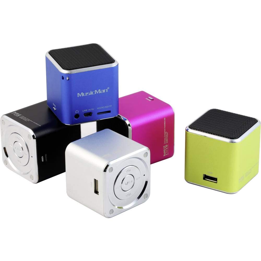 Technaxx Altavoz portátil Mini Musicman de 3 W, 1 vía, 3 W, 150-18000 Hz, 4 ohmios, cableado al 10%, negro, 3527, 1 pieza
