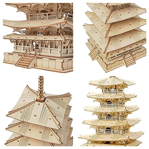 Kit de construction Robotime pagode puzzle 3D en bois premium - 4
