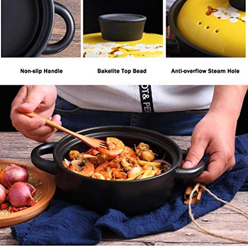 Myyingbin 7.9 Inches White Flower Painted Moroccan Tagine Pot Clay Ceramics Casseroles Slow Cooker With Anti-Scalding Handle Easy To Clean #TOP4