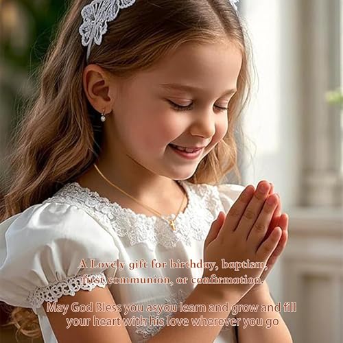 image for Poxtex Easter Basket Stuffers Gold Cross Necklace for Women Teen Girls