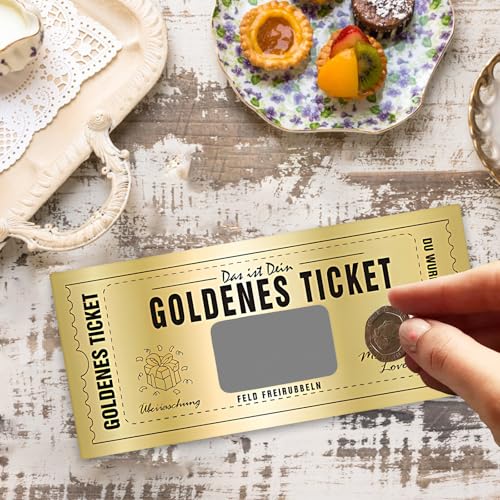 Celiodd Lot de 6 tickets dorés à gratter - Billet doré - Carte d'anniversaire à remplir soi-même - Cartes à gratter à gratter - Pour écrire soi-même un bon billet - Carte à gratter – vue 6