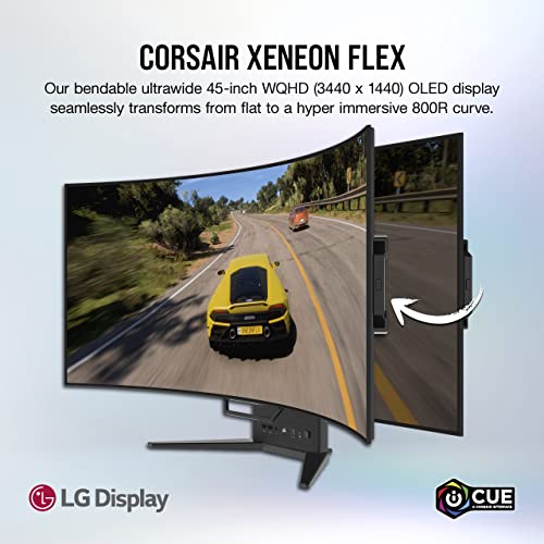 Corsair Xeneon Flex 45Wqhd240 Gaming Monitor - 45-Inch Oled Wqhd (3440 X 1440) Bendable Display, 240Hz Refresh Rate, 0.03Ms Gtg Response Time, Nvidia® G-Sync Compatible, Amd Freesync™ Premium - Black #TOP1