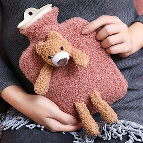Saco de água morna,Saco de água termal portátil com capa de urso fofo | Bolsas de água de compressa