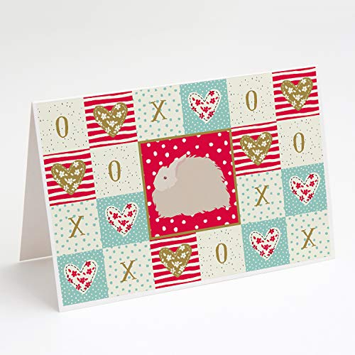 Caroline's Treasures CK5386GCA7P Fluffy Angora Rabbit Love Greeting Cards and Envelopes Pack of 8, Red Blank Cards with Envelopes Whimsical A7 Size 5x7 Blank Note Cards