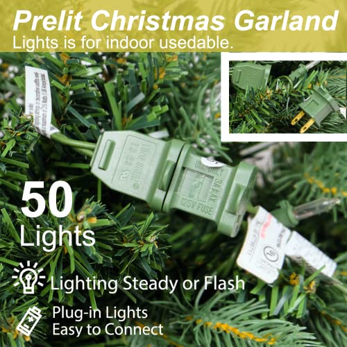 Homekaren G1002A(0.34) Christmas Garland 9 Ft By 12 Inch Prelit Fraser Fir Xmas Garland thumb #2