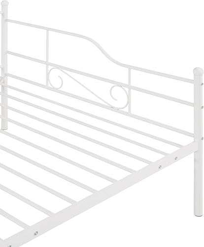Miniatura 44 de Sofá cama de metal de tamaño matrimonial con nido ajustable de tamaño individual, nido plegable portátil, soporte de listones de metal, cama Negro