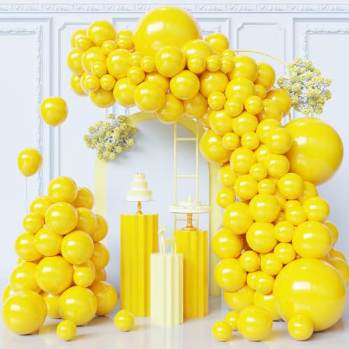Image of Pastel Yellow Balloons Arch Kit,130pcs Yellow Balloons Garland,Different Sizes Light Yellow Balloons for Easter Baby Shower Sunflower Bee Wedding Birthday Party Decorations
