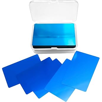Pack of 50 Metal Business Cards Empty Business Cards Made of Aluminium Alloy Business Card Laser Engraving Card 0.22 mm / 8.6 x 5.4 cm for Office Customer Cards DIY Gift Blue