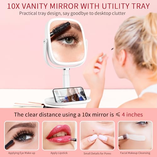 Espejo de maquillaje rectangular con luz y aumento miniatura 4