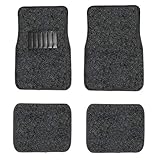 New Carpet Car Floor Mats 4 Pc Set for Cars Trucks SUVS with Heel Pad -Front and Rear Mats Universal Classic Matching Heel Pad (Pepper Gray)