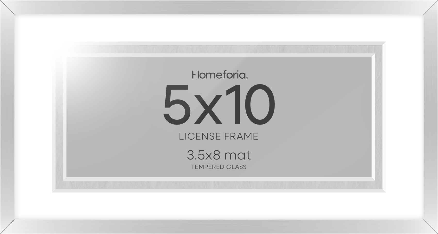 Homeforia 5x10 Business License Frame Silver, High End Metal 5 x 10 Document Certificate Frames with Mat 4x9, 5by10 Professional License Frames for Wall or Tabletop, Tempered Glass, Wall Kit, Set of 2