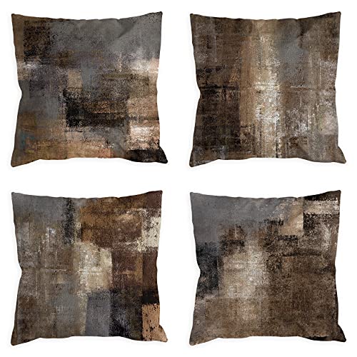 COLORPAPA Brown Throw Pillow Covers 20x20 Set of 4 Tan Pillows De...