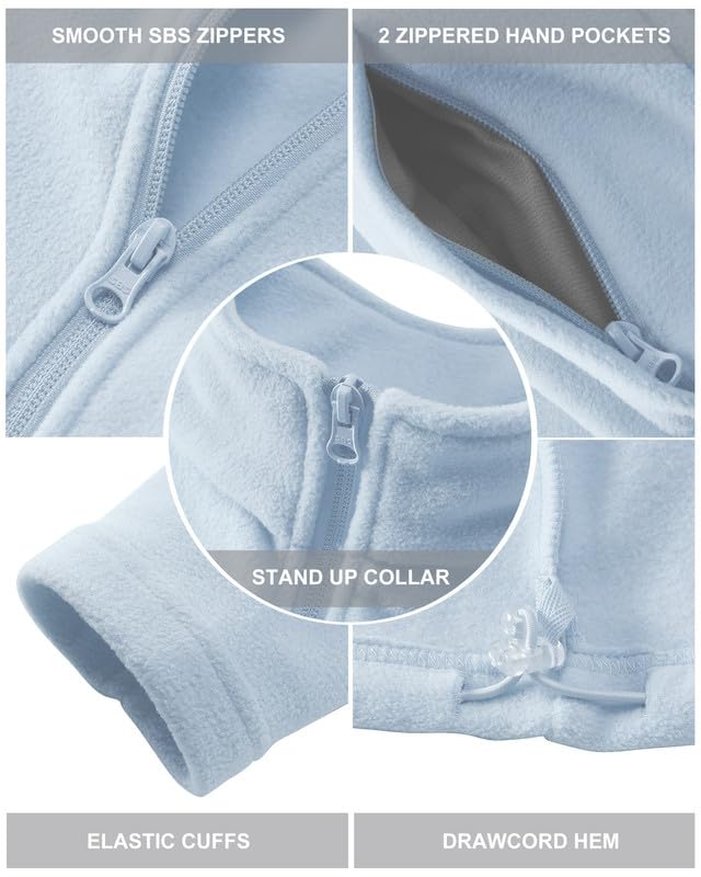 Outdoor Ventures Womens Fleece Jackets Ladies Lightweight Warm Full Zip Coat Soft Outerwear Running Jacket With 4 Large Pockets - Image 4