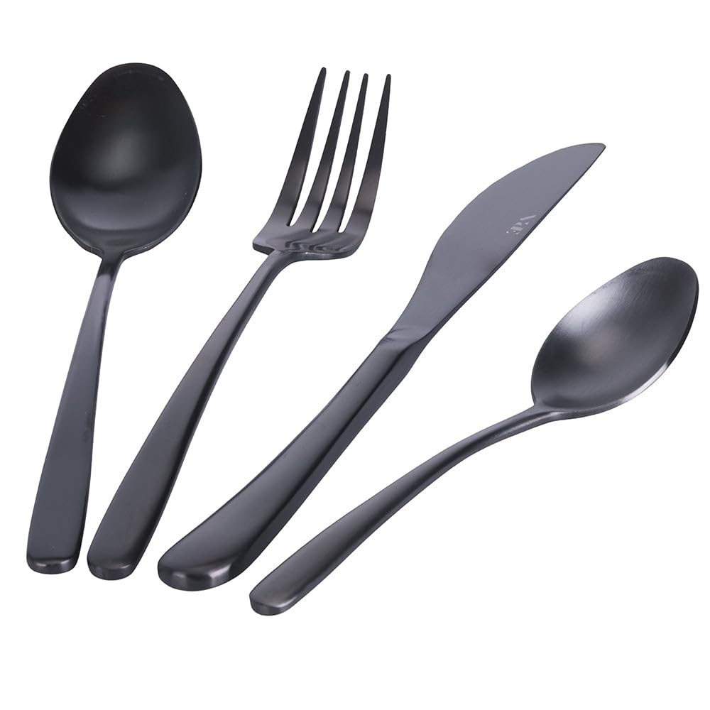 Posate in acciaio inox nero lucido set posate 24 pezzi Drop -