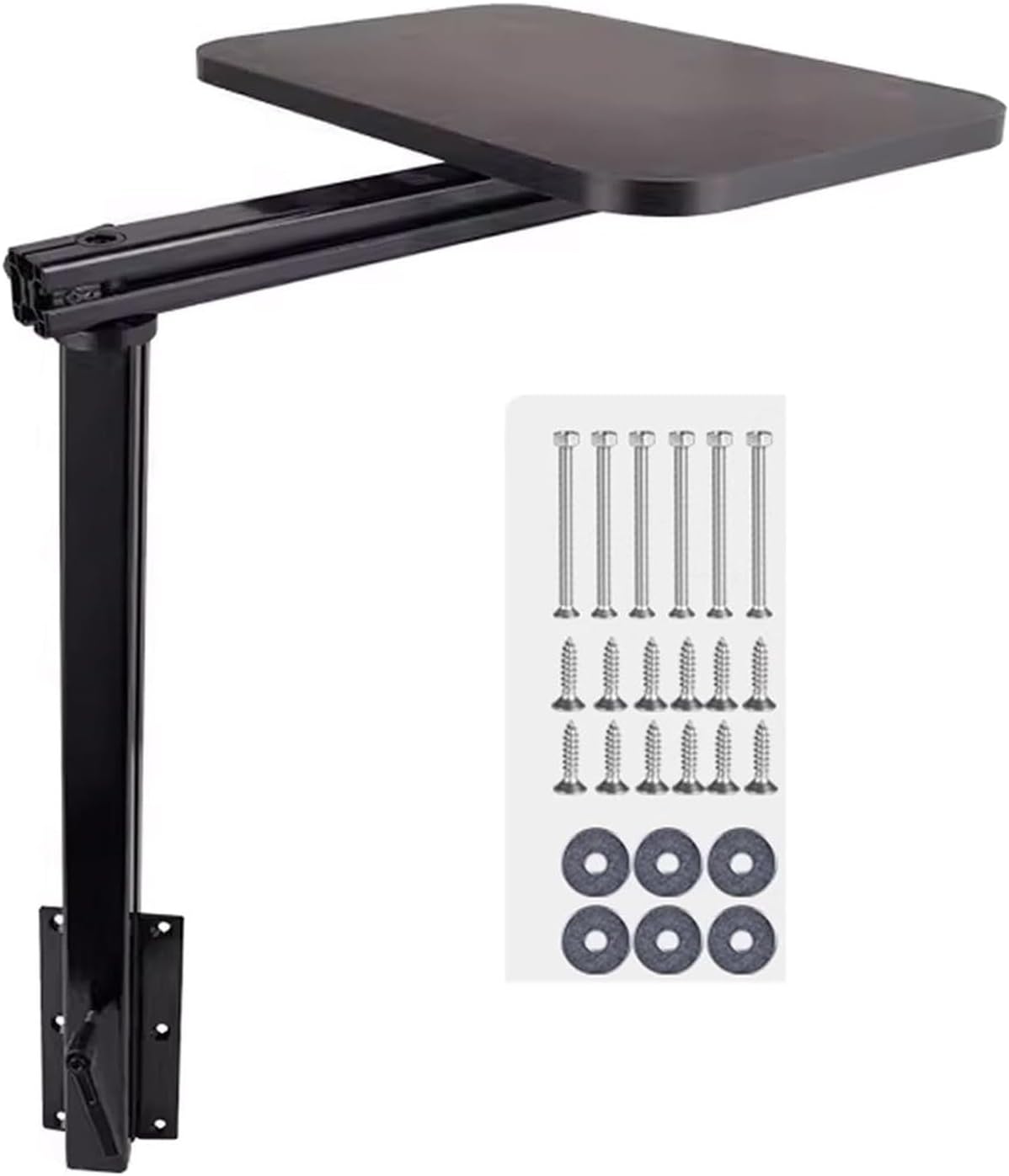 RV Folding Table, Portable Foldable RV Table, Free 360° Rotation Dining Table, Lifting Lowering Camper Tables, Can Be Segmented RVs Desk Leg(Black)