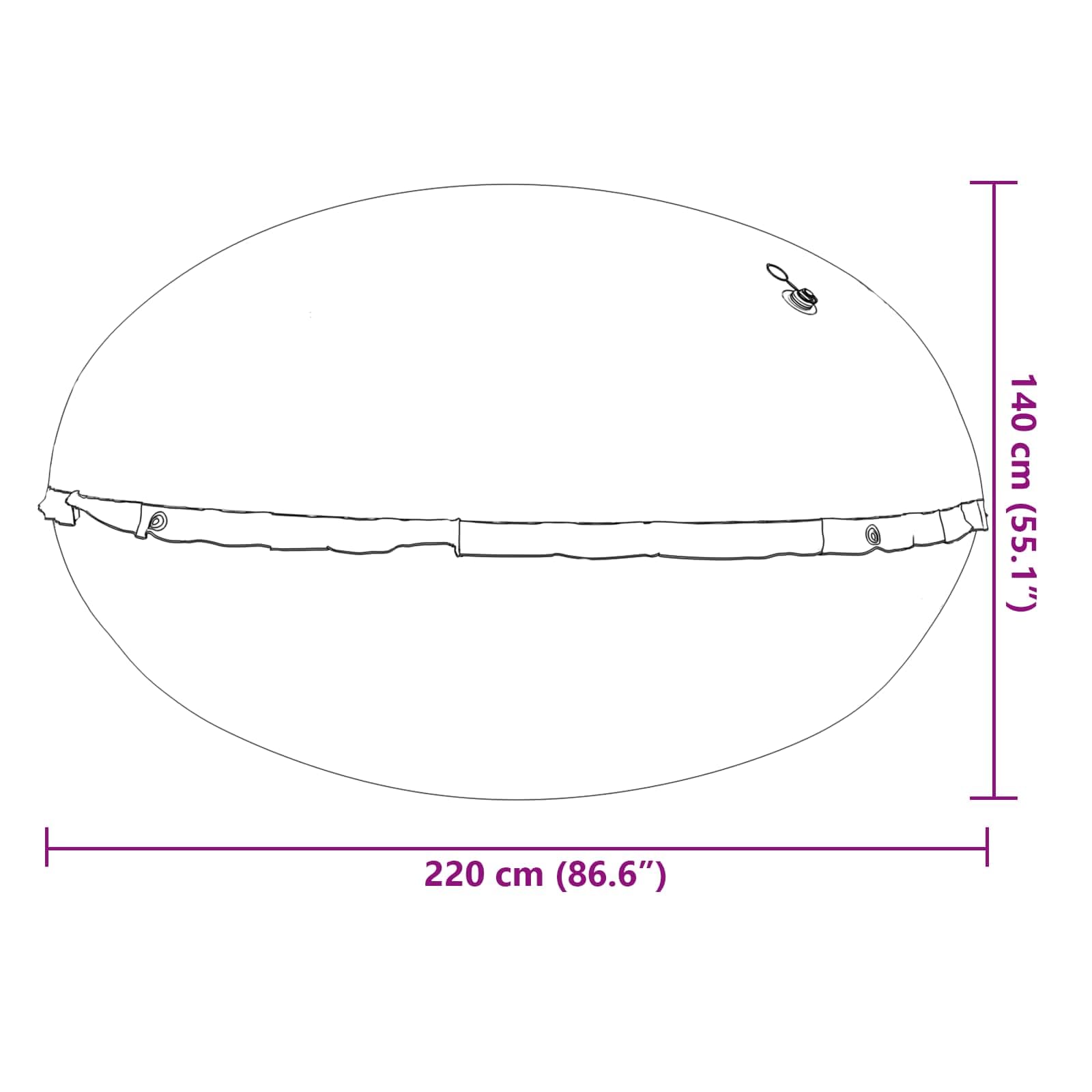 Zimowa poduszka basenowa, niebieska, Ø 220 x 140 cm, wykonana z wytrzymałego PCW z ochroną UV, odporna na mróz do -20°C, łącznie z oczkami i zaworem Boston dla łatwego mocowania i szybkiej wymiany